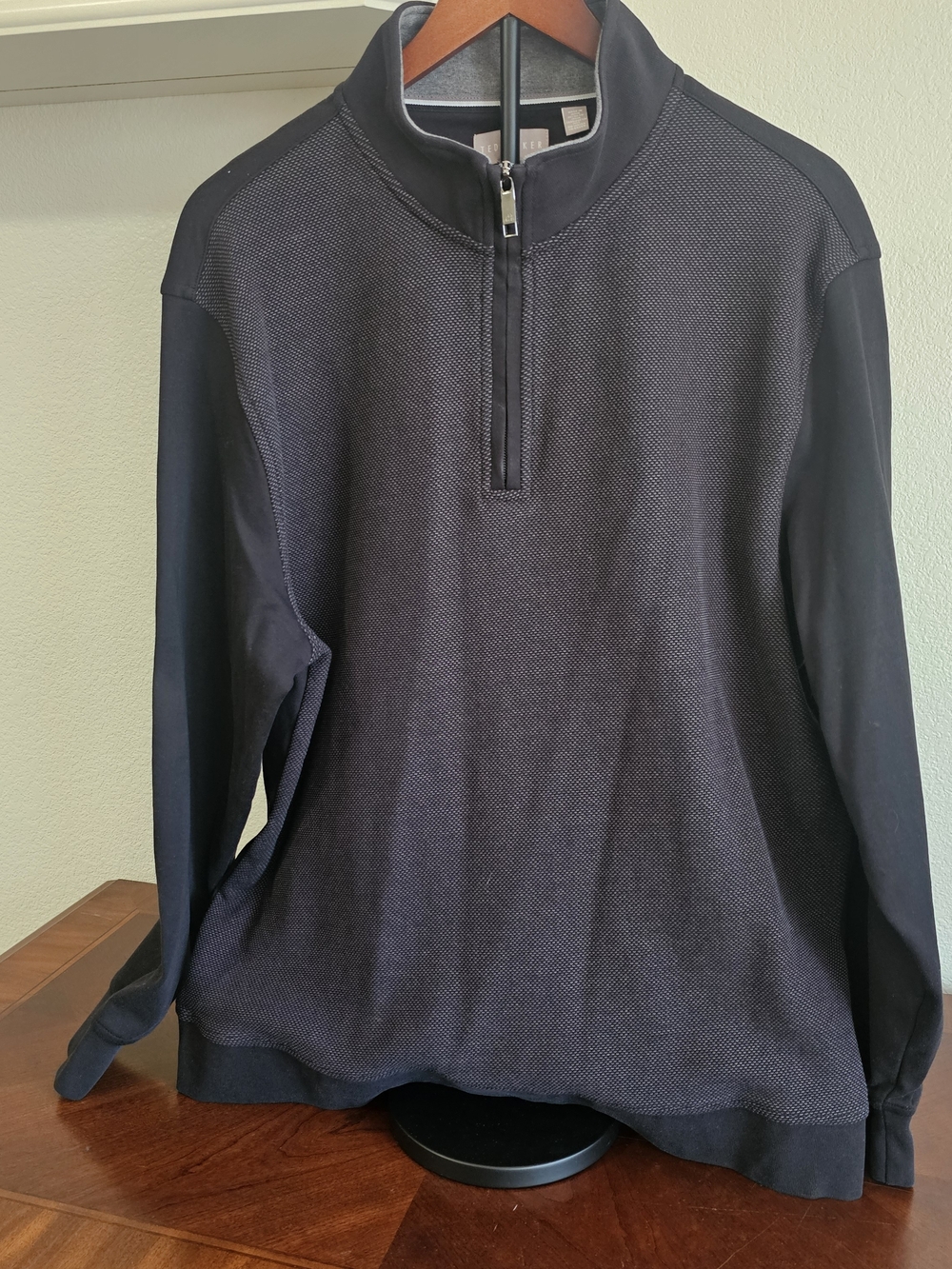 Ted Baker London Men's Black Textured Quarter-Zip Sweater